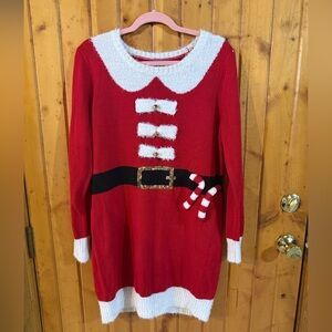 Ashley Stewart Red and White Festive Midi Dress